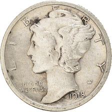 Coin, United States, Mercury Dime, Dime, 1918, U.S. Mint, San Francisco