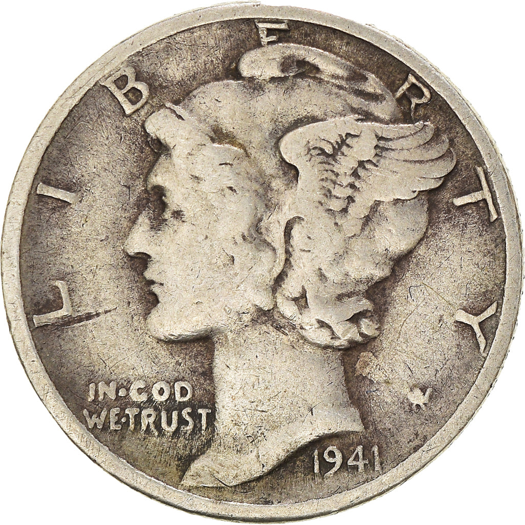 Moneta, Stati Uniti, Mercury Dime, Dime, 1941, U.S. Mint, Denver, MB+, Argento