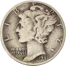 Moneta, Stati Uniti, Mercury Dime, Dime, 1941, U.S. Mint, Denver, MB+, Argento