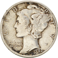 Coin, United States, Mercury Dime, Dime, 1942, U.S. Mint, Philadelphia