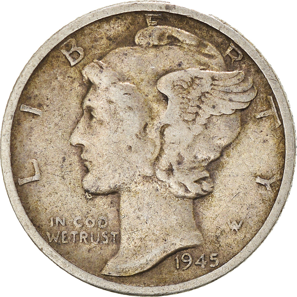 Coin, United States, Mercury Dime, Dime, 1945, U.S. Mint, San Francisco