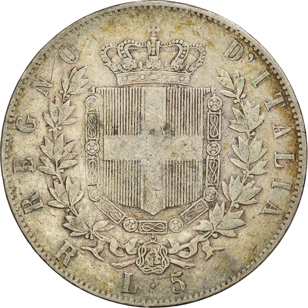 Moneta, Italia, Vittorio Emanuele II, 5 Lire, 1876, Rome, MB+, Argento, KM:8.4