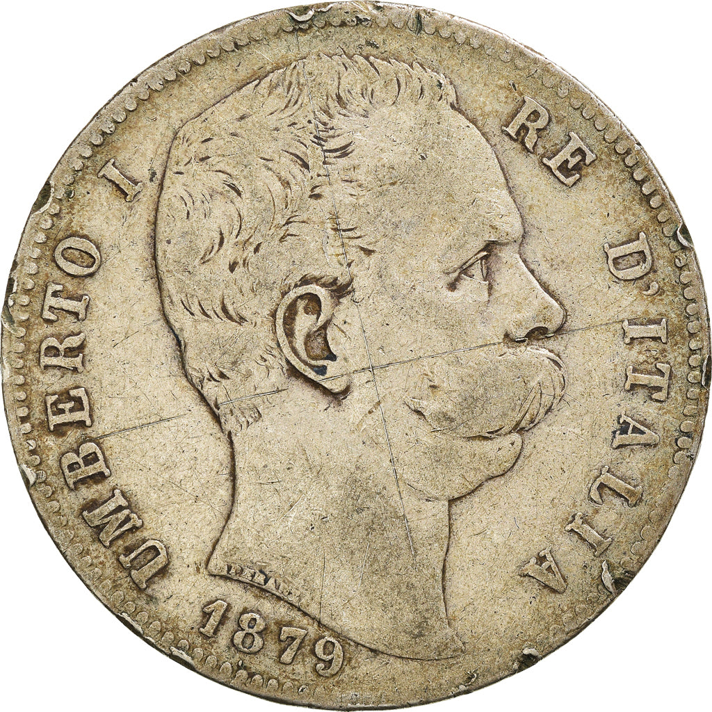 Coin, Italy, Umberto I, 5 Lire, 1879, Rome, VF(20-25), Silver, KM:20