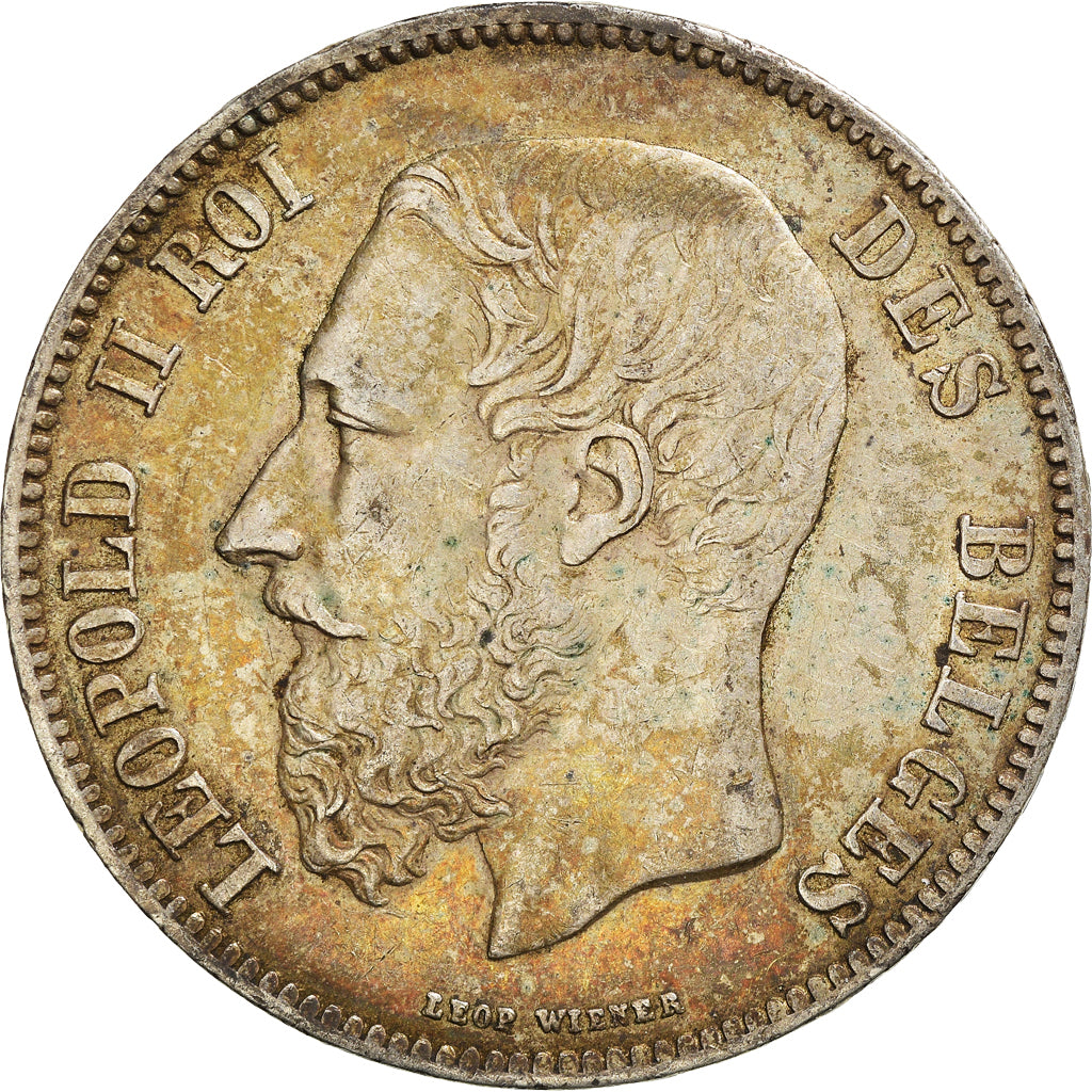 Moneta, Belgio, Leopold II, 5 Francs, 5 Frank, 1868, BB, Argento, KM:24