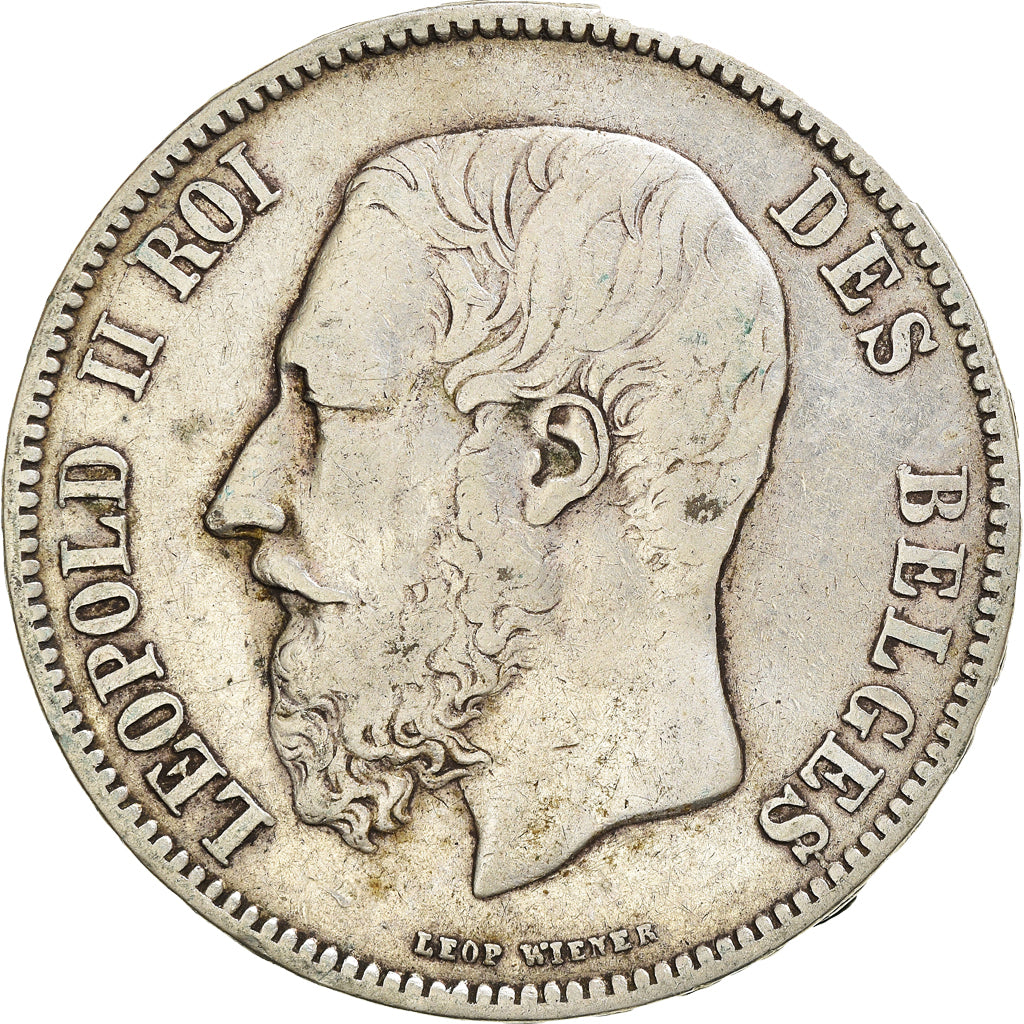 Moneta, Belgio, Leopold II, 5 Francs, 5 Frank, 1873, MB+, Argento, KM:24
