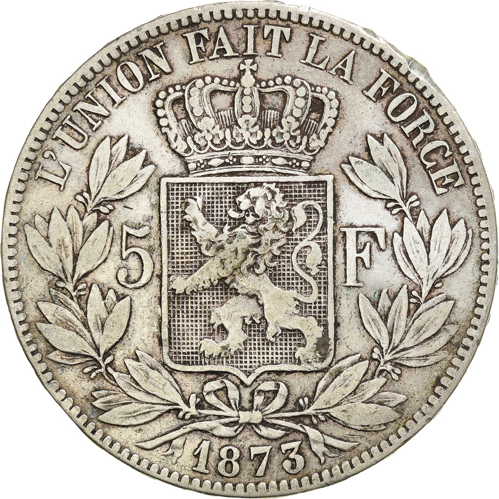 Moneta, Belgio, Leopold II, 5 Francs, 5 Frank, 1873, MB+, Argento, KM:24