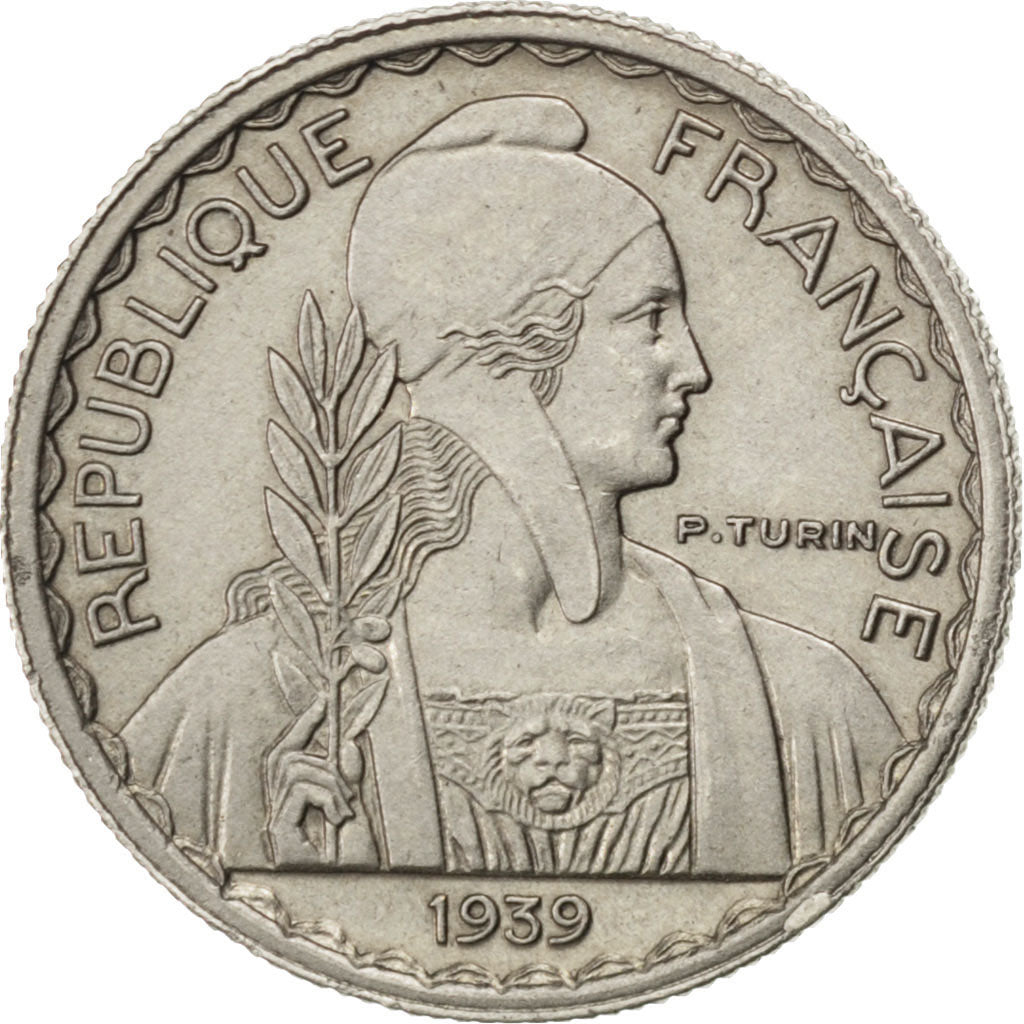 FRENCH INDO-CHINA, 10 Cents, 1939, Paris, KM #21.1, AU(50-53), Nickel, 18,...