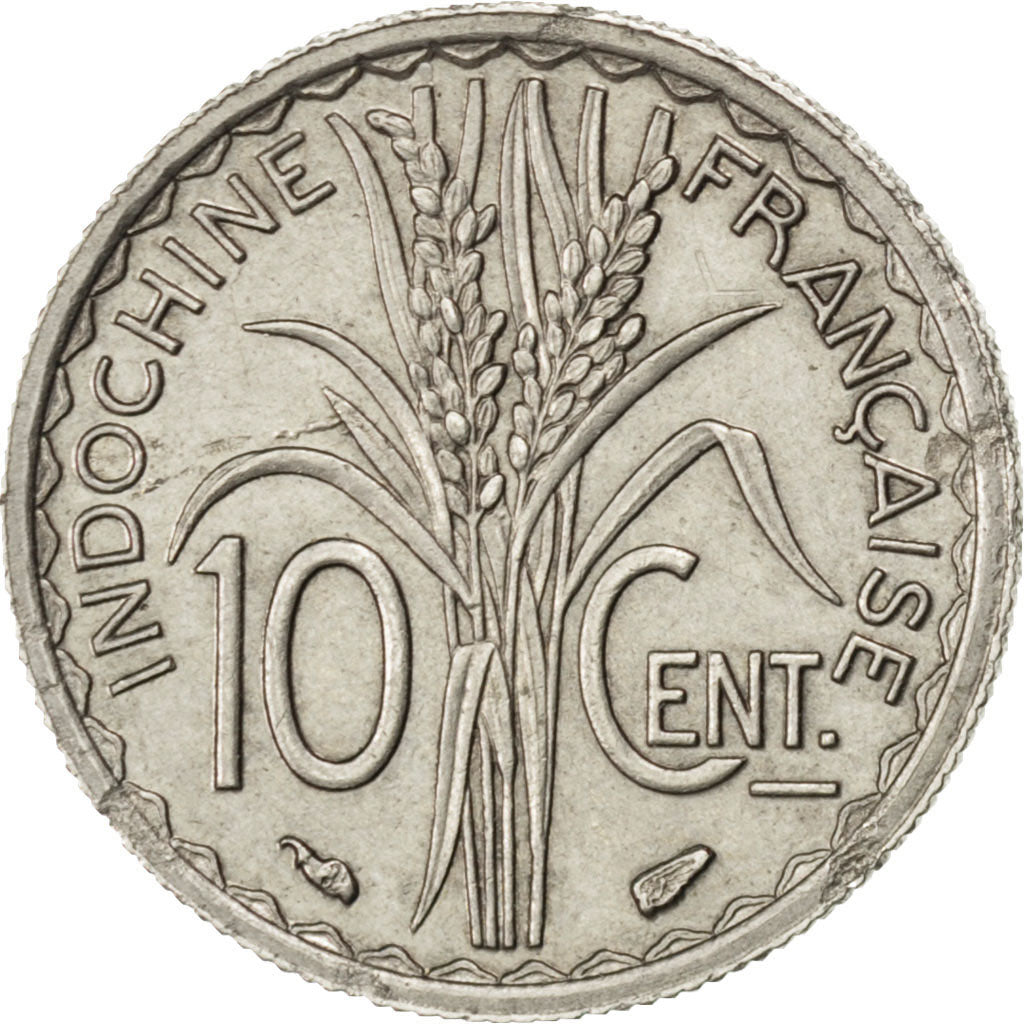 FRENCH INDO-CHINA, 10 Cents, 1939, Paris, KM #21.1, AU(50-53), Nickel, 18,...