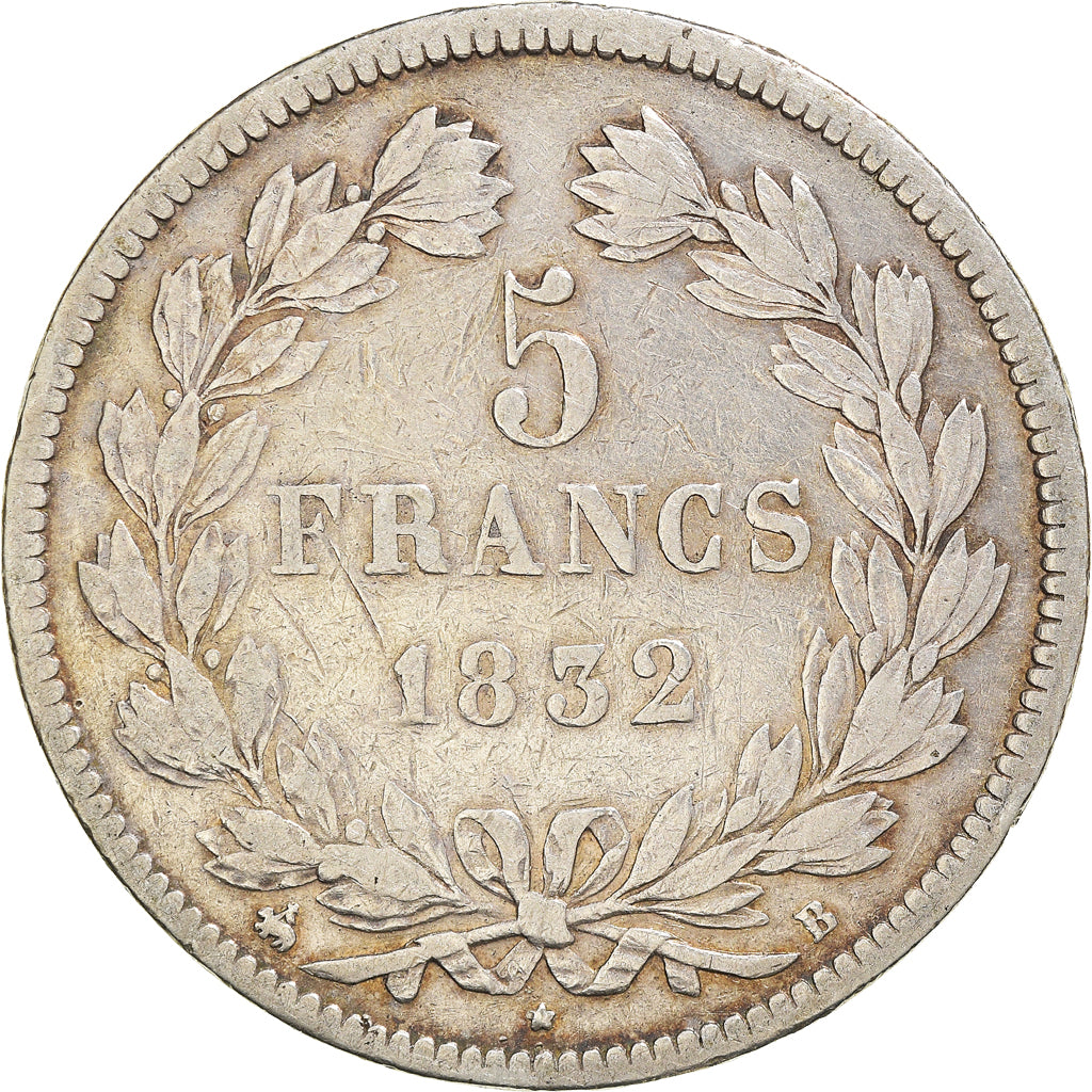 Coin, France, Louis-Philippe, 5 Francs, 1832, Rouen, VF(20-25), Silver