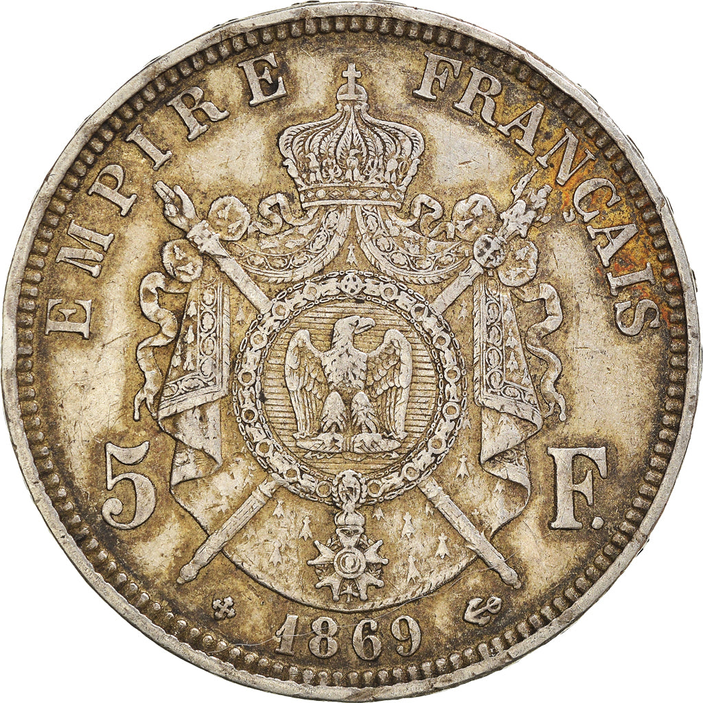 Coin, France, Napoléon III, 5 Francs, 1869, Strasbourg, EF(40-45), Silver