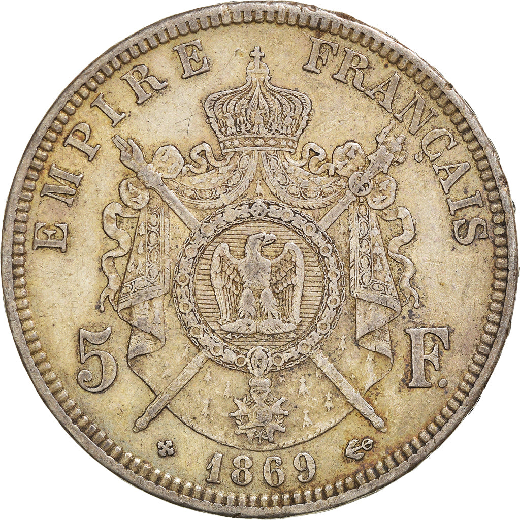 Coin, France, Napoléon III, 5 Francs, 1869, Strasbourg, VF(30-35), Silver