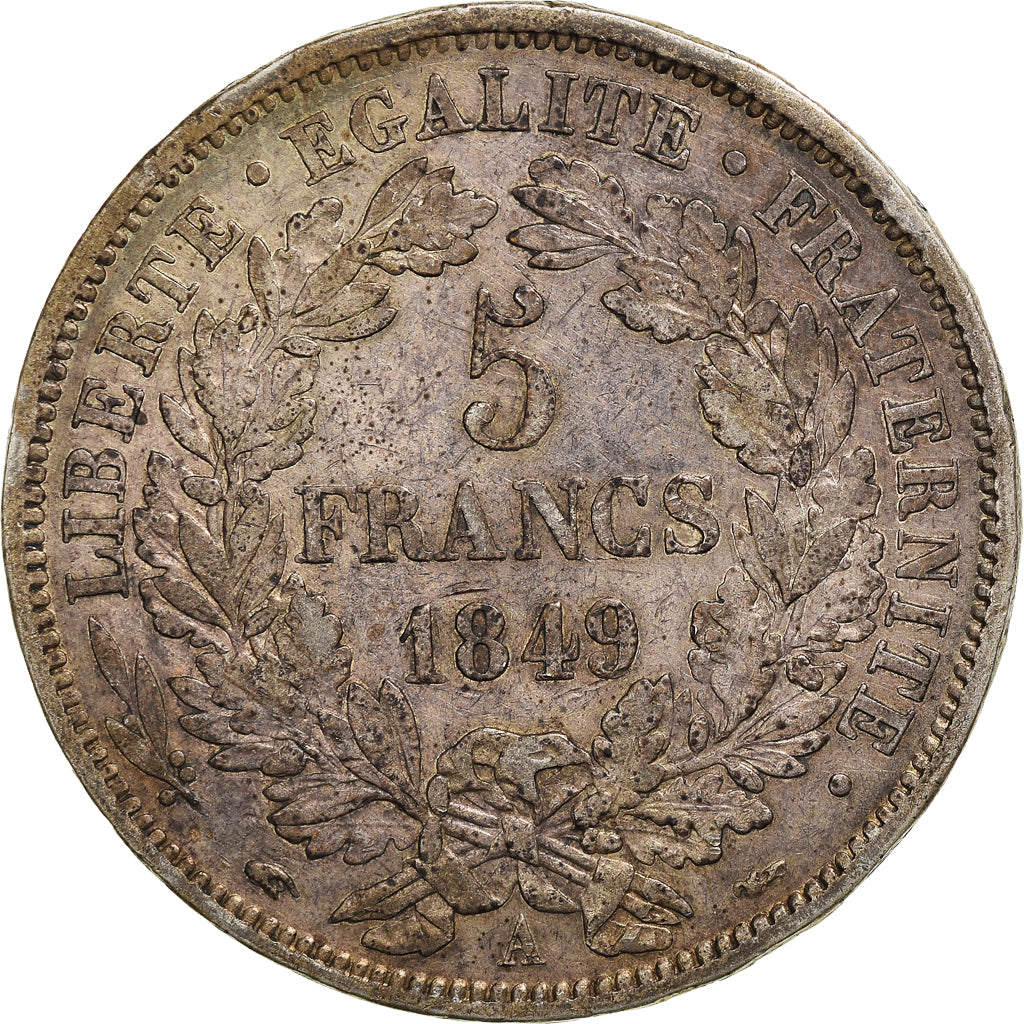 Coin, France, Cérès, 5 Francs, 1849, Paris, EF(40-45), Silver, KM:761.1