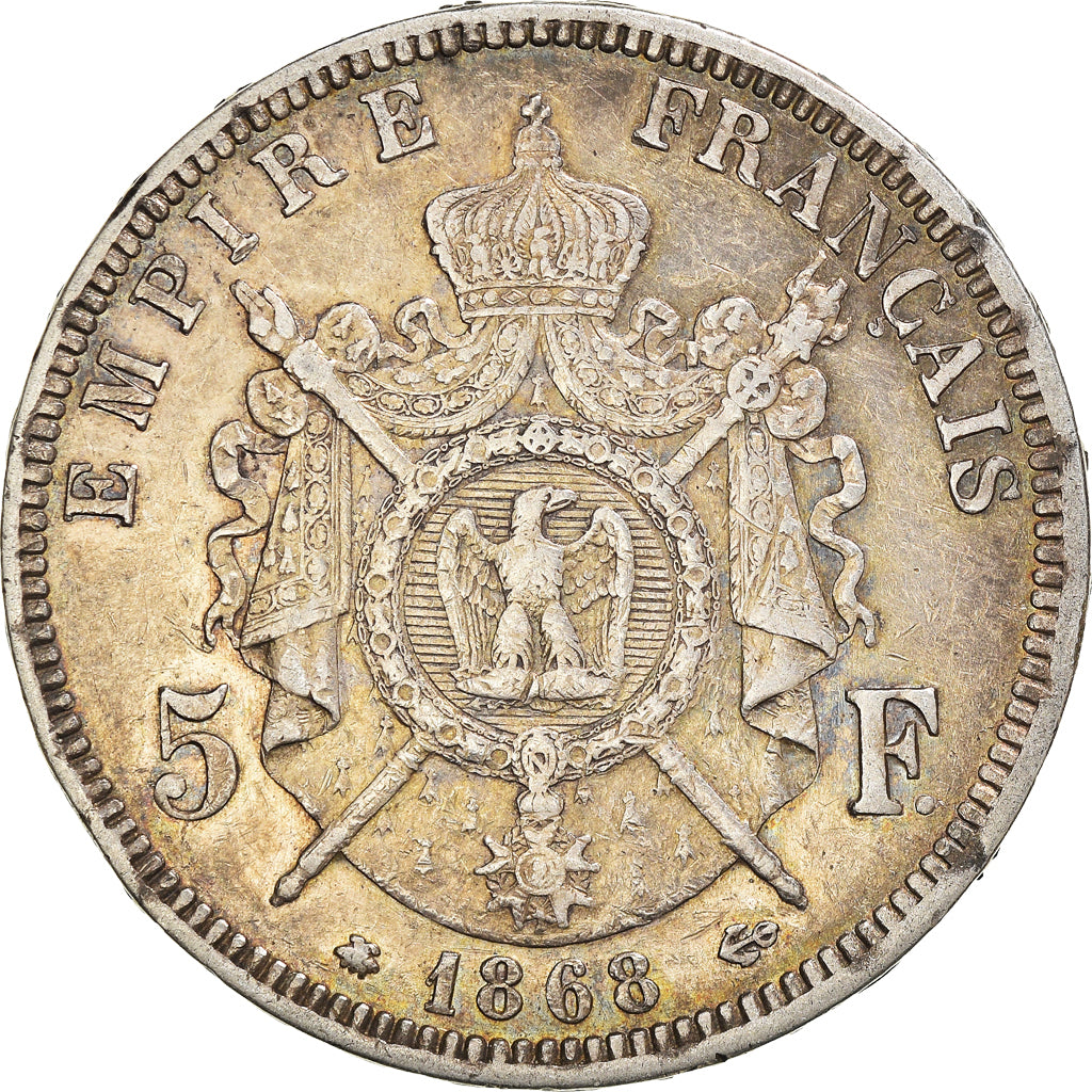 Coin, France, Napoleon III, 5 Francs, 1868, Paris, EF(40-45), Silver, KM:799.1