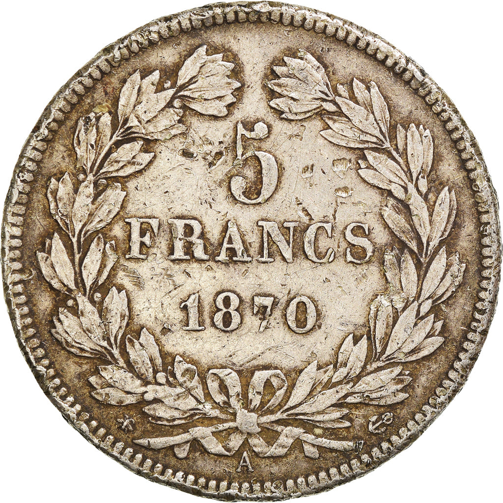 Coin, France, Cérès, 5 Francs, 1870, Paris, VF(20-25), Silver, KM:819