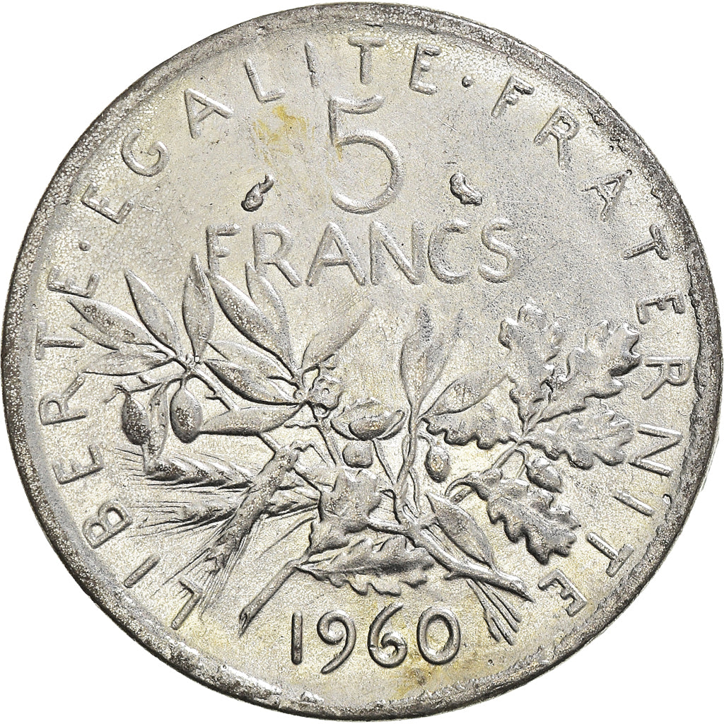 Moneta, Francia, Semeuse, 5 Francs, 1960, Contemporary forgery, BB+, Silvery