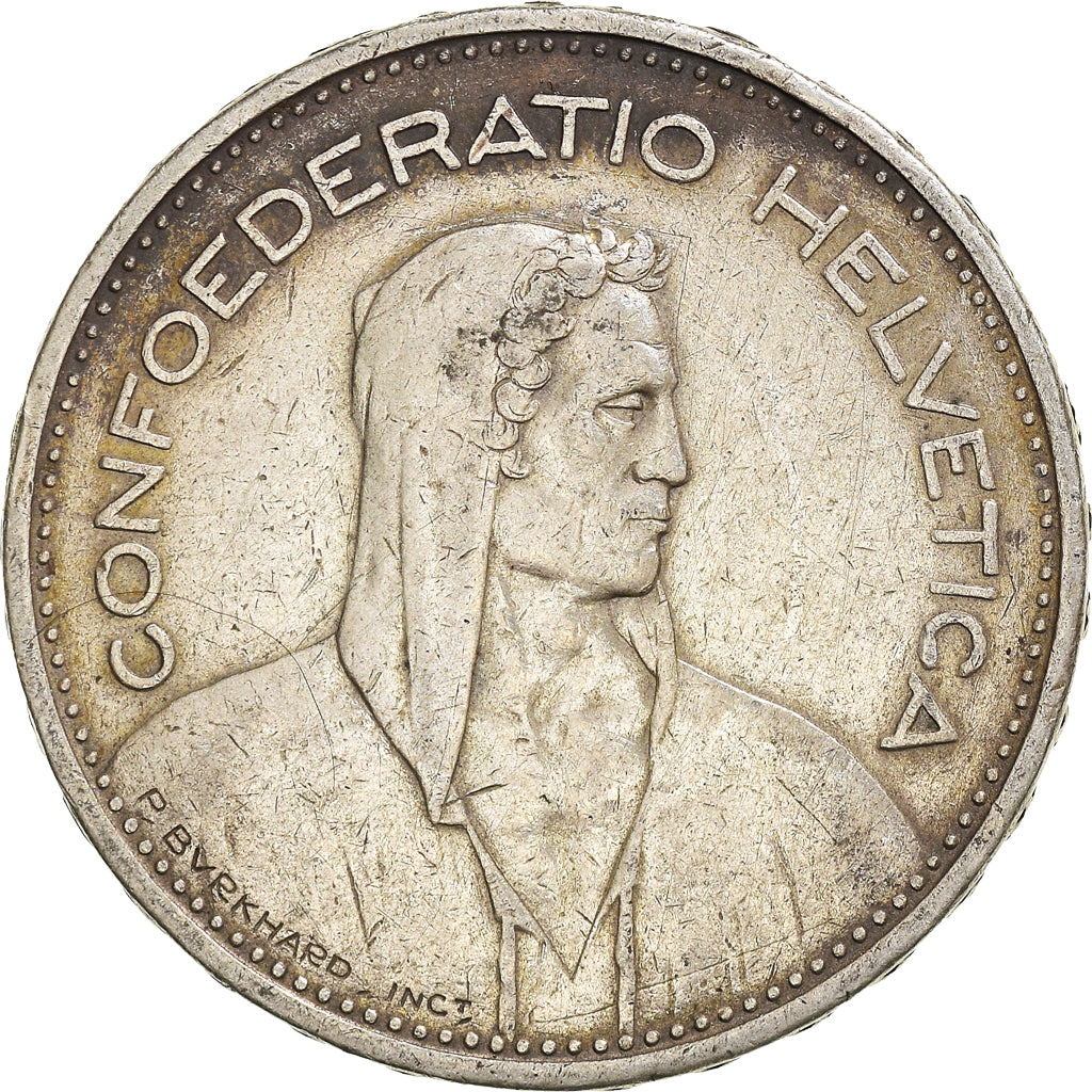 Coin, Switzerland, 5 Francs, 1933, Bern, VF(30-35), Silver, KM:40