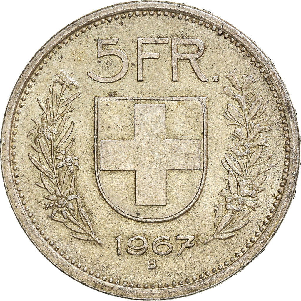 Moneda, Suiza, 5 Francs, 1967, Bern, MBC, Plata, KM:40