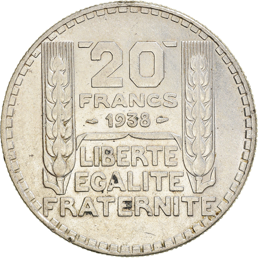 Münze, Frankreich, Turin, 20 Francs, 1938, Paris, SS, Silber, KM:879