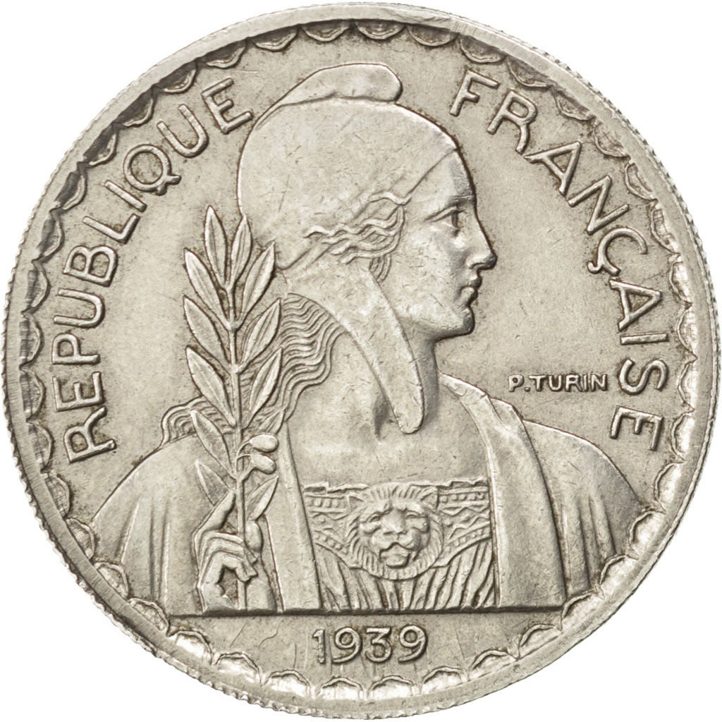FRENCH INDO-CHINA, 20 Cents, 1939, Paris, KM #23, AU(55-58), Nickel, 24,...