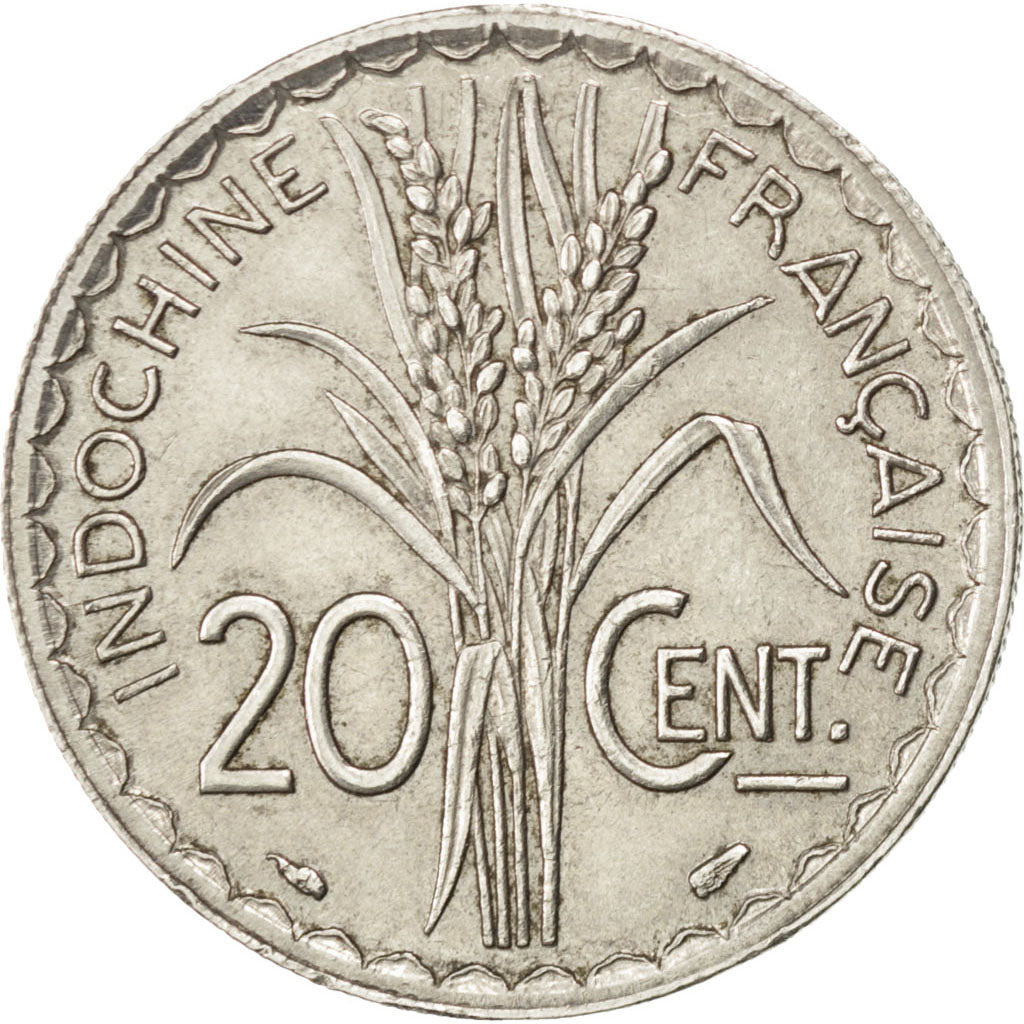 FRENCH INDO-CHINA, 20 Cents, 1939, Paris, KM #23, AU(55-58), Nickel, 24,...
