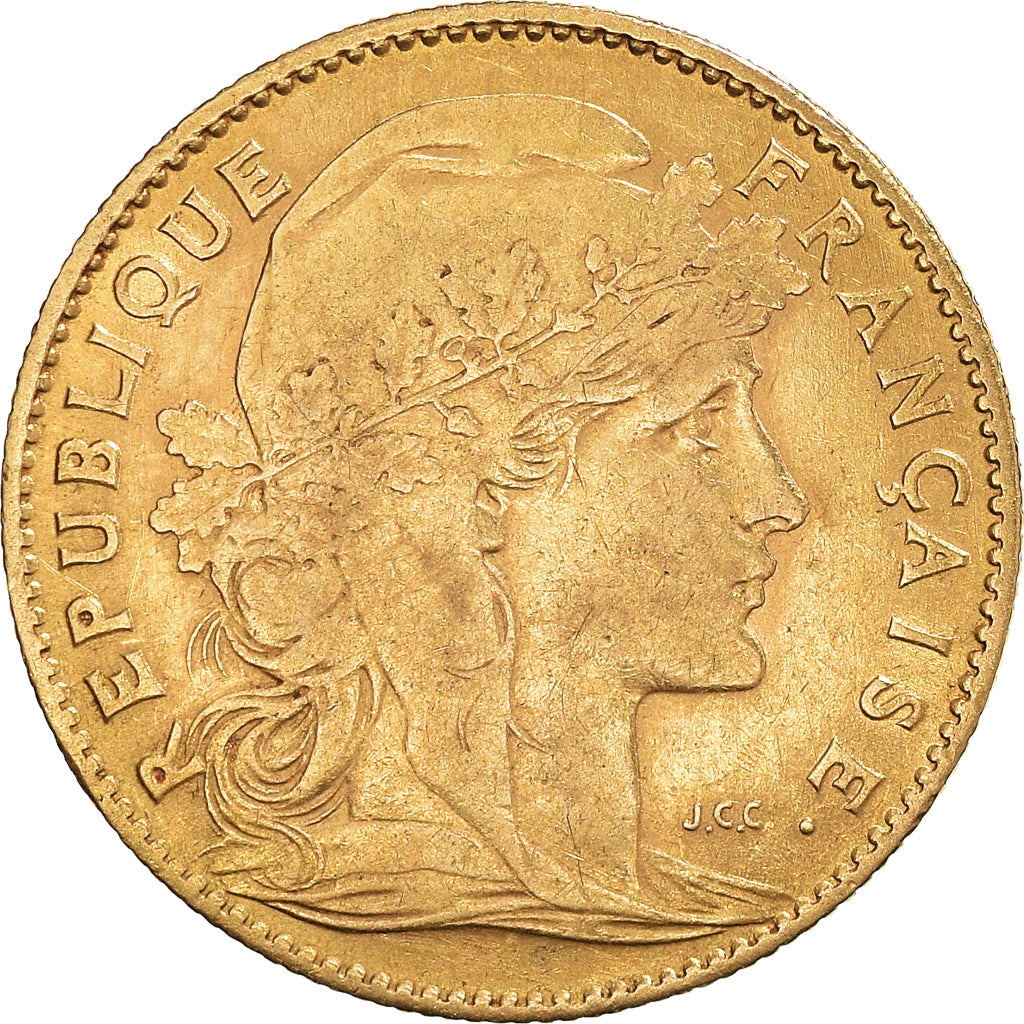 Moeda, França, Marianne, 10 Francs, 1905, Paris, EF(40-45), Dourado, KM:846