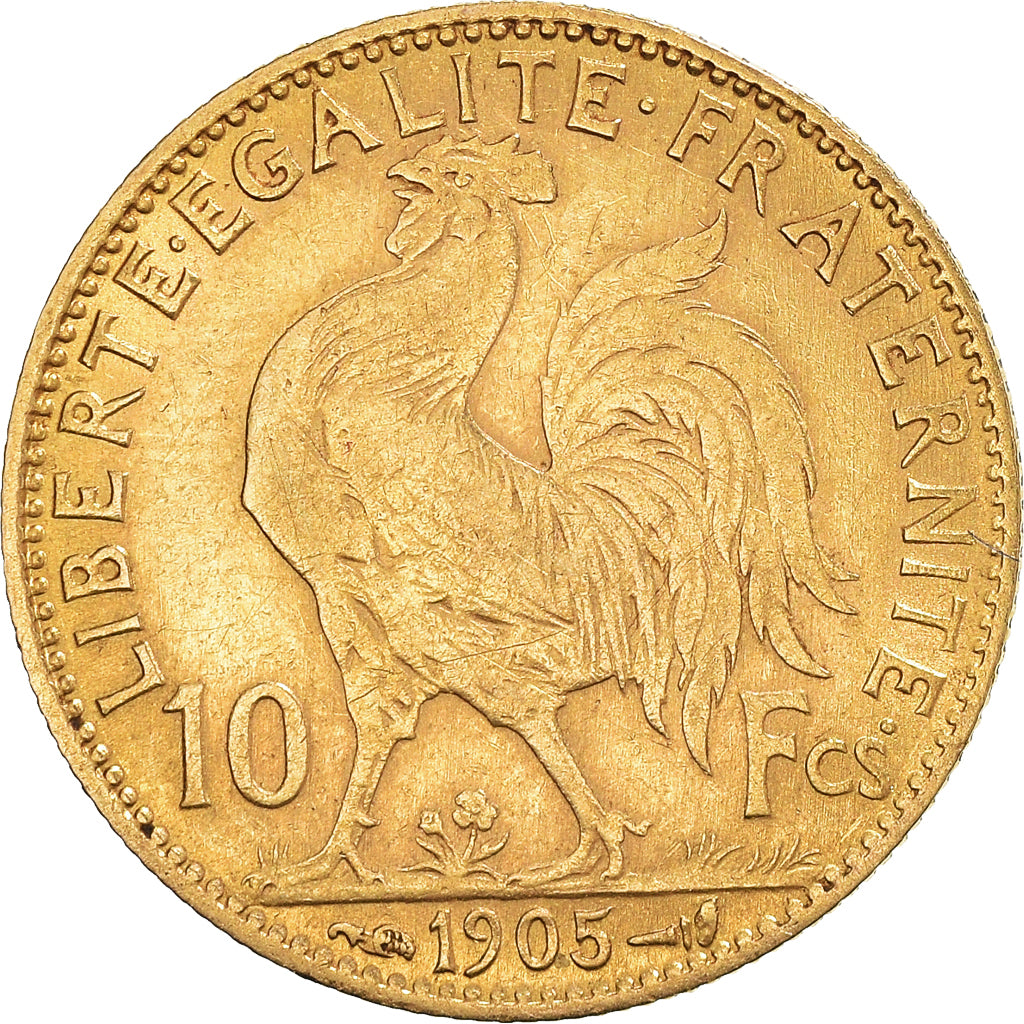 Moeda, França, Marianne, 10 Francs, 1905, Paris, EF(40-45), Dourado, KM:846