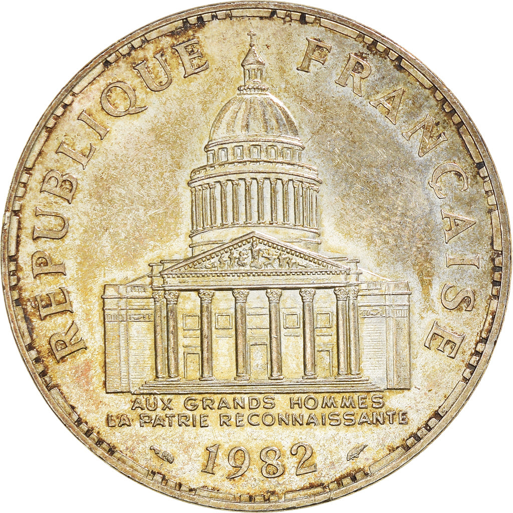 Moeda, França, Panthéon, 100 Francs, 1982, Paris, EF(40-45), Prata, KM:951.1