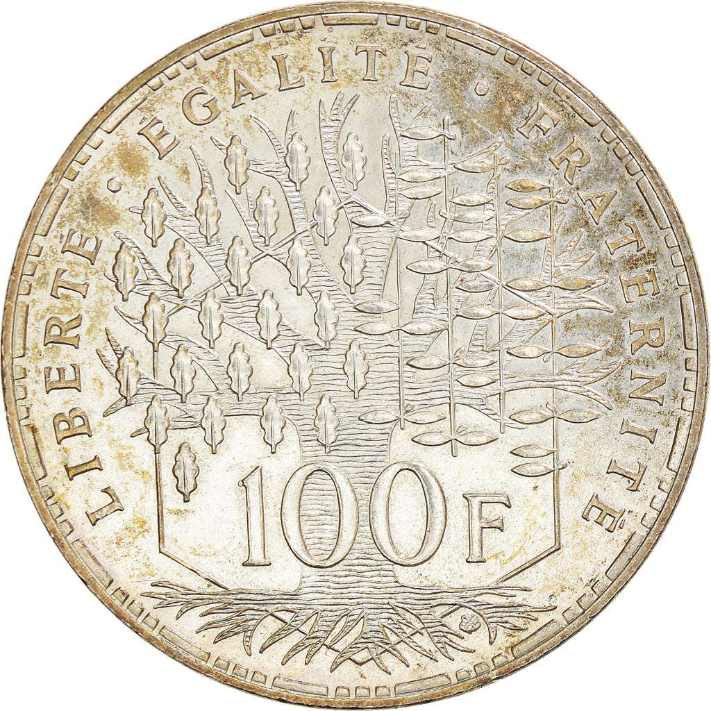Moeda, França, Panthéon, 100 Francs, 1982, Paris, EF(40-45), Prata, KM:951.1