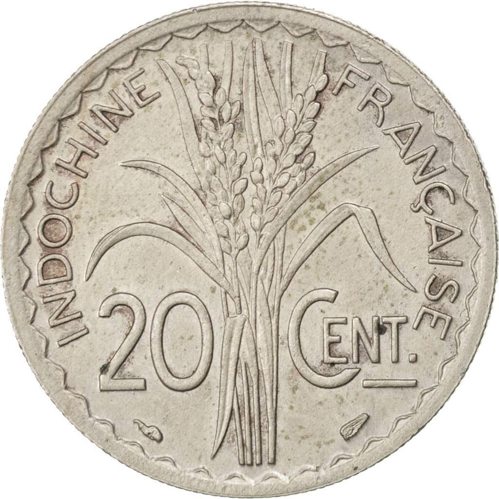 FRENCH INDO-CHINA, 20 Cents, 1939, Paris, KM #23a.1, EF(40-45), Copper-Nickel,..