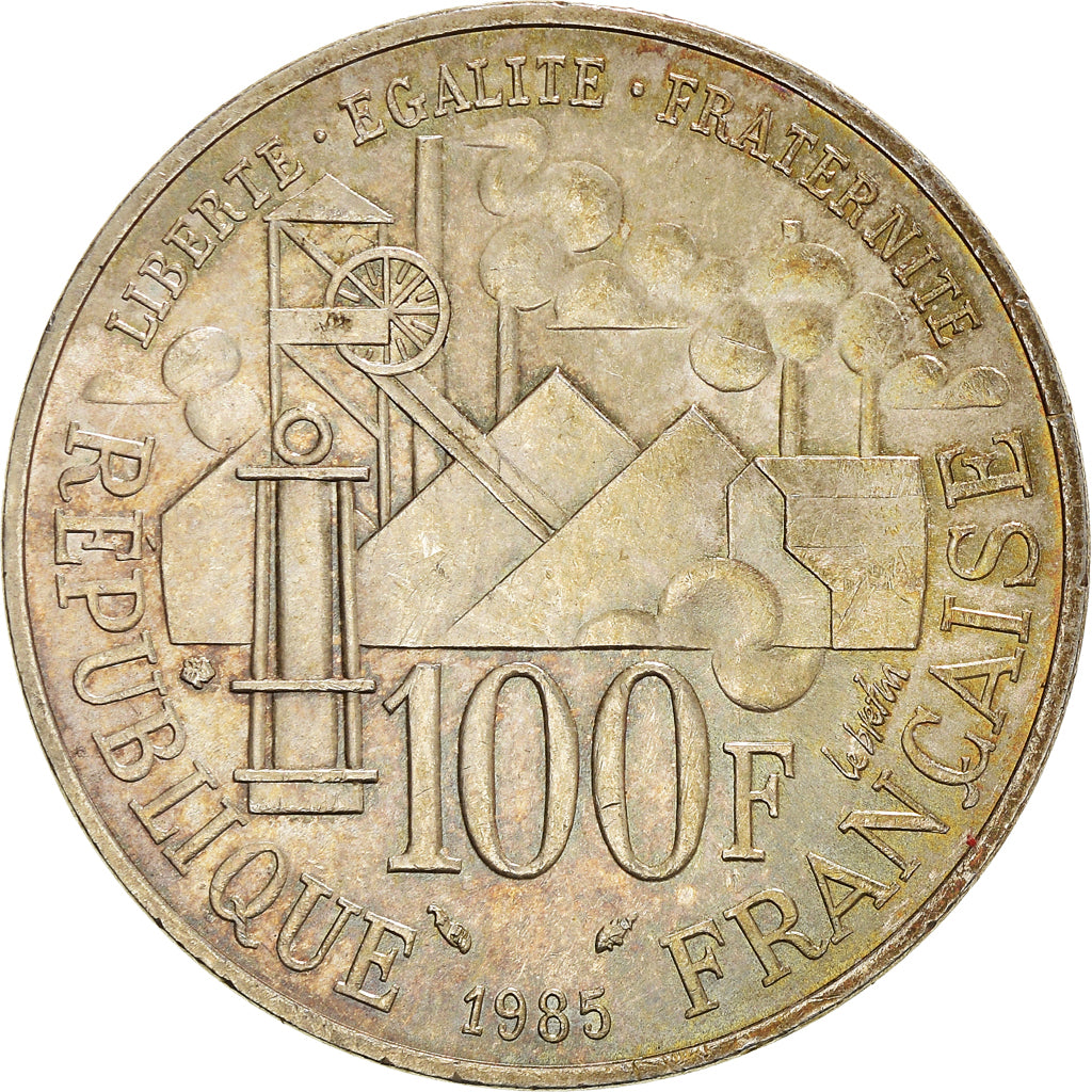 Coin, France, Germinal, 100 Francs, 1985, Paris, AU(55-58), Silver, KM:957