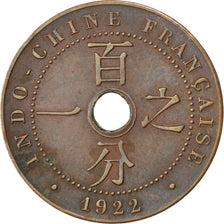 FRENCH INDO-CHINA, Cent, 1922, Paris, KM #12.1, EF(40-45), Bronze, 26, Lecompte.