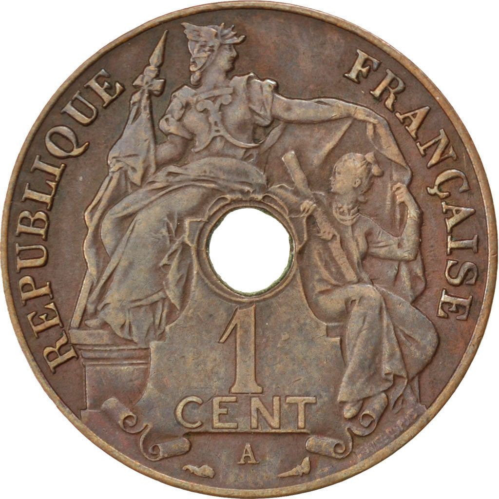 FRENCH INDO-CHINA, Cent, 1922, Paris, KM #12.1, EF(40-45), Bronze, 26, Lecompte.