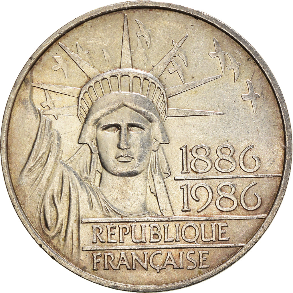 Coin, France, Statue de la Liberté, 100 Francs, 1986, EF(40-45), Silver