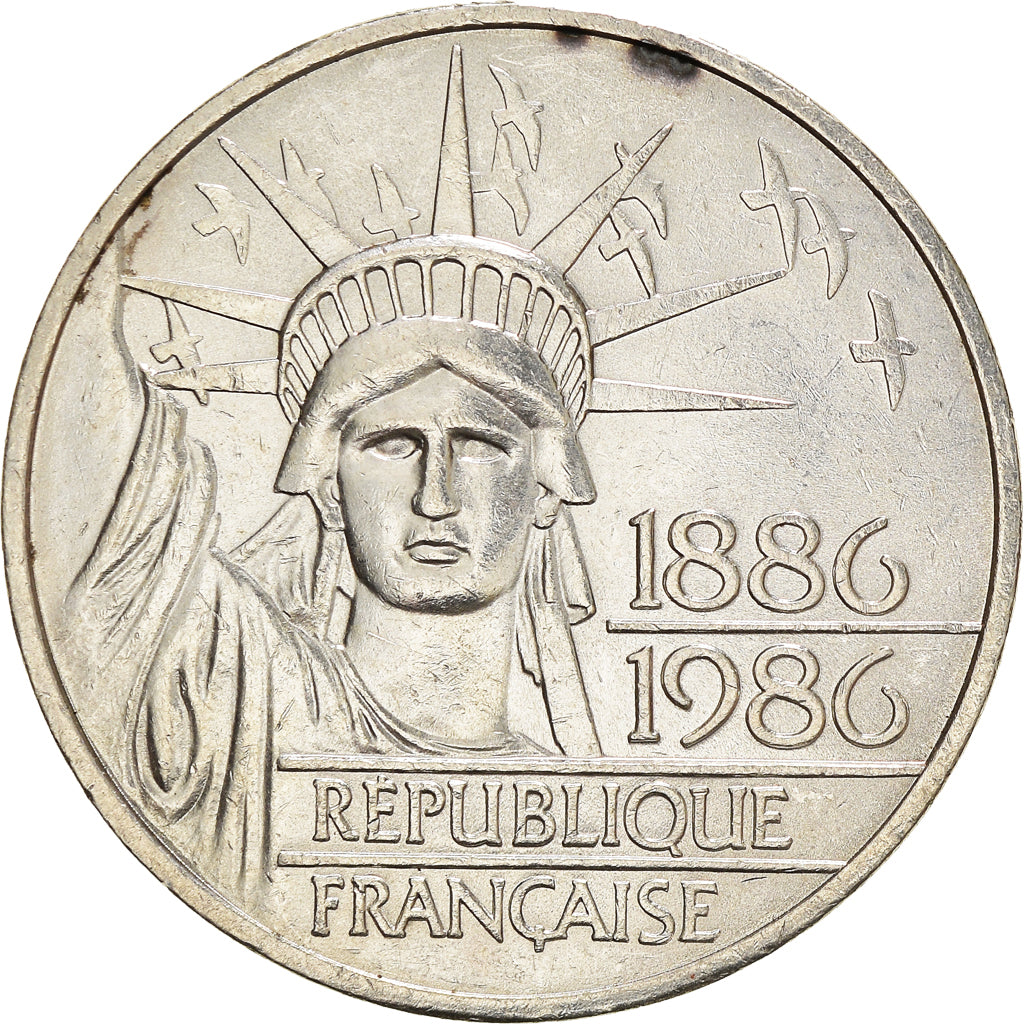 Munten, Frankrijk, Statue de la Liberté, 100 Francs, 1986, ZF, Zilver, KM:960