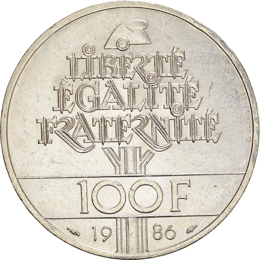 Munten, Frankrijk, Statue de la Liberté, 100 Francs, 1986, ZF, Zilver, KM:960