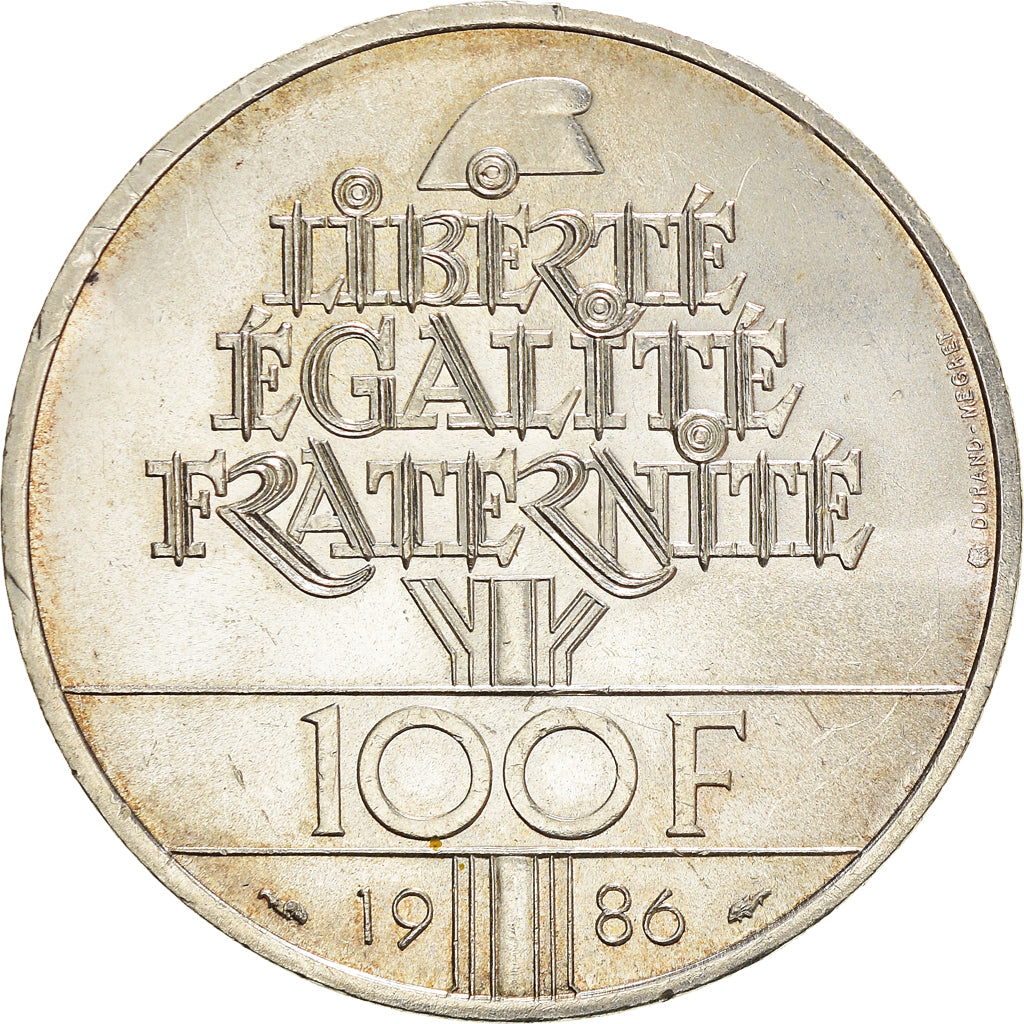 Coin, France, Statue de la Liberté, 100 Francs, 1986, AU(55-58), Silver