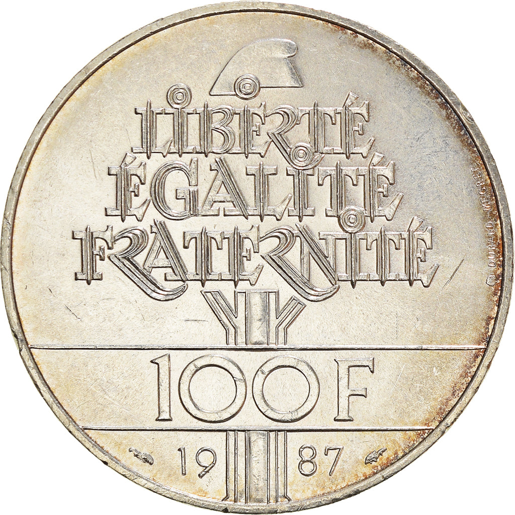 Coin, France, Lafayette, 100 Francs, 1987, AU(50-53), Silver, KM:962