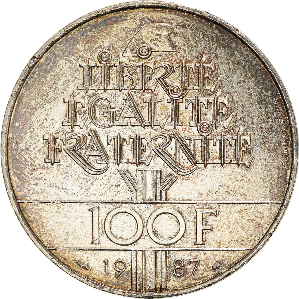 Coin, France, Lafayette, 100 Francs, 1987, AU(55-58), Silver, KM:962