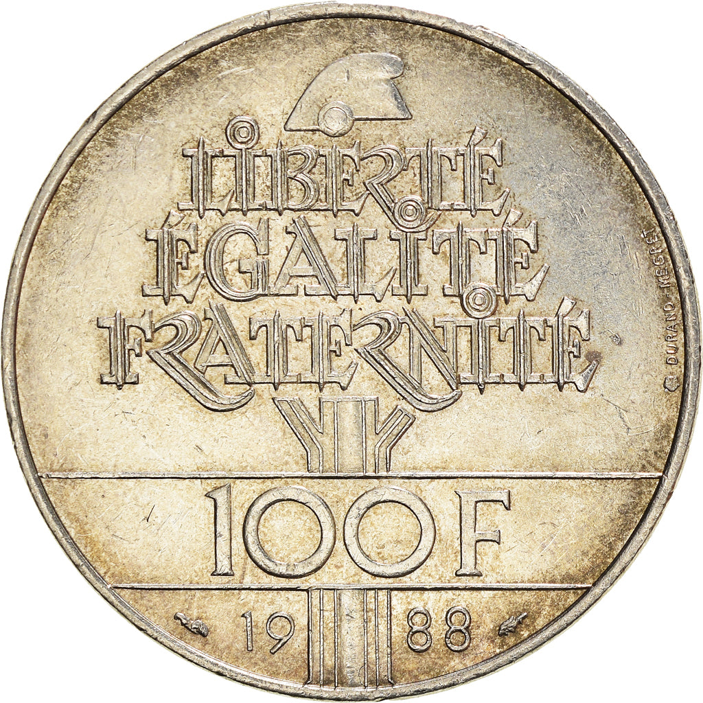 Coin, France, Fraternité, 100 Francs, 1988, AU(50-53), Silver, KM:966