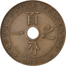 FRENCH INDO-CHINA, Cent, 1923, Poissy, KM #12.3, EF(40-45), Bronze, 26,...