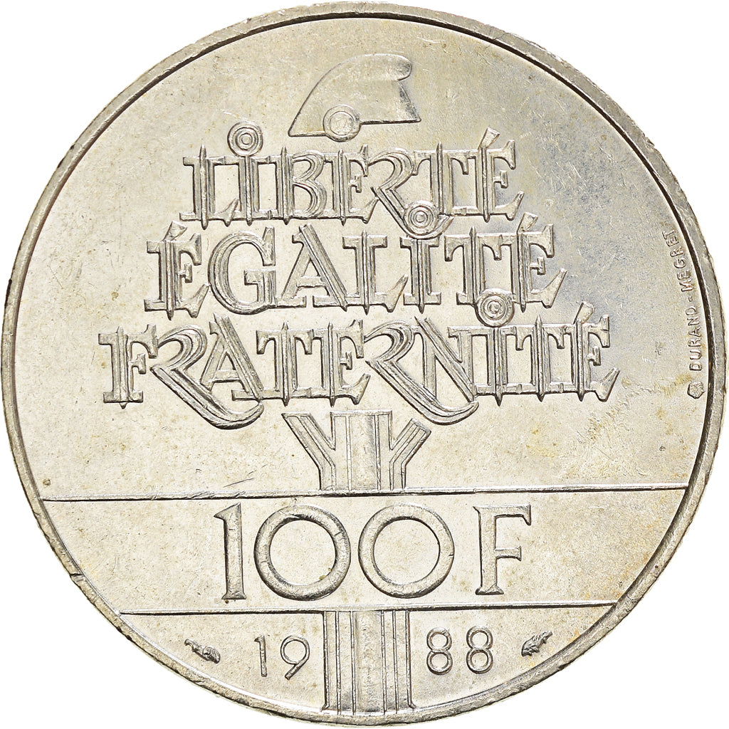 Monnaie, France, Fraternité, 100 Francs, 1988, SUP, Argent, Gadoury:903, KM:966