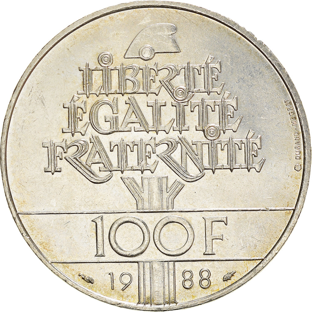 Moneda, Francia, Fraternité, 100 Francs, 1988, EBC+, Plata, KM:966, Gadoury:903