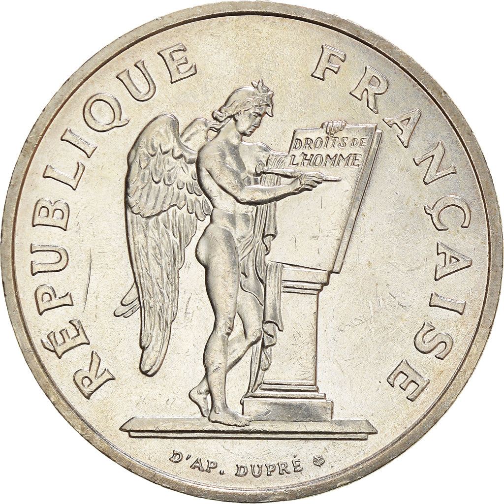 Moneta, Francia, Droits de l'Homme, 100 Francs, 1989, BB+, Argento, KM:970