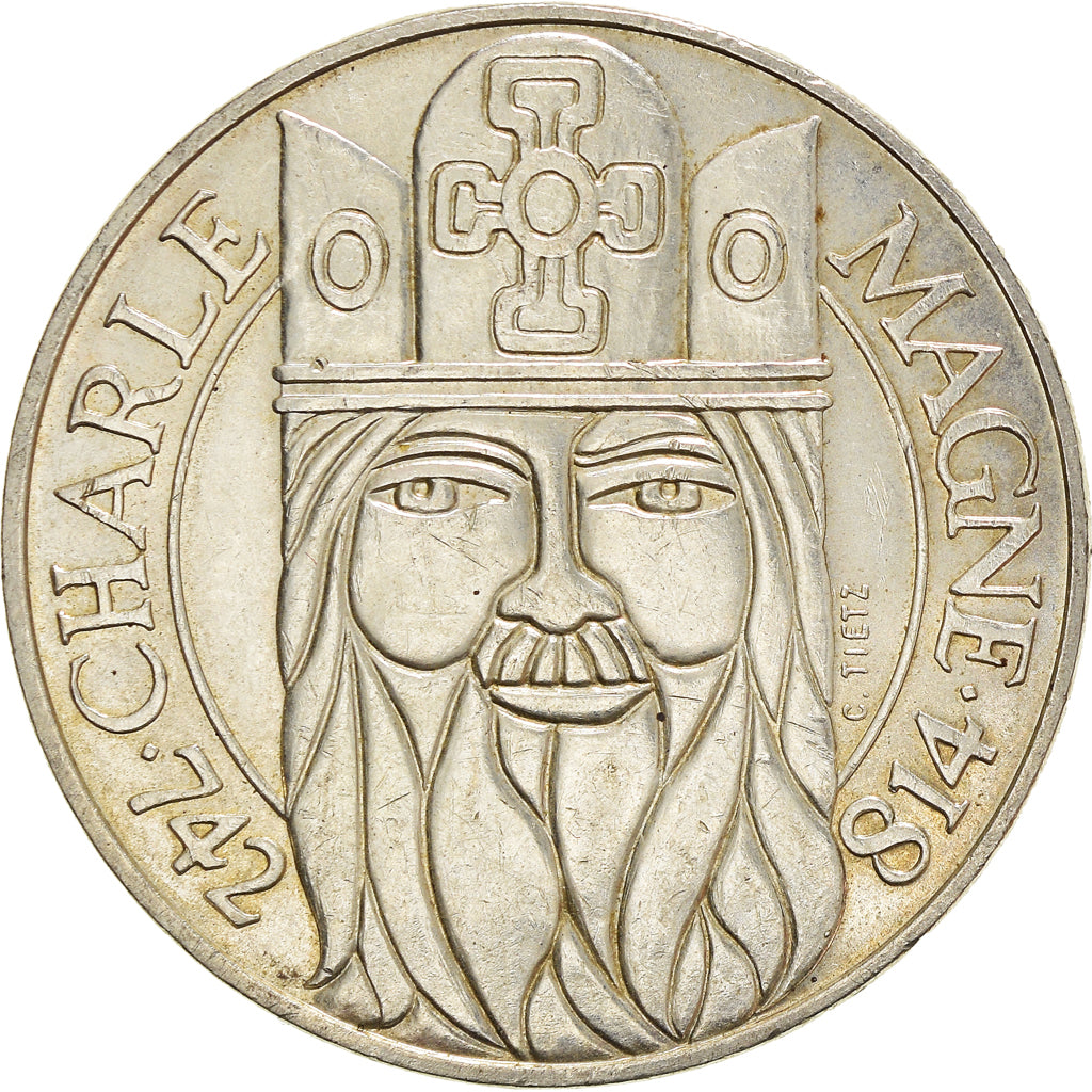 Coin, France, Charlemagne, 100 Francs, 1990, Paris, AU(50-53), Silver, KM:982