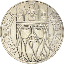 Coin, France, Charlemagne, 100 Francs, 1990, Paris, AU(55-58), Silver, KM:982