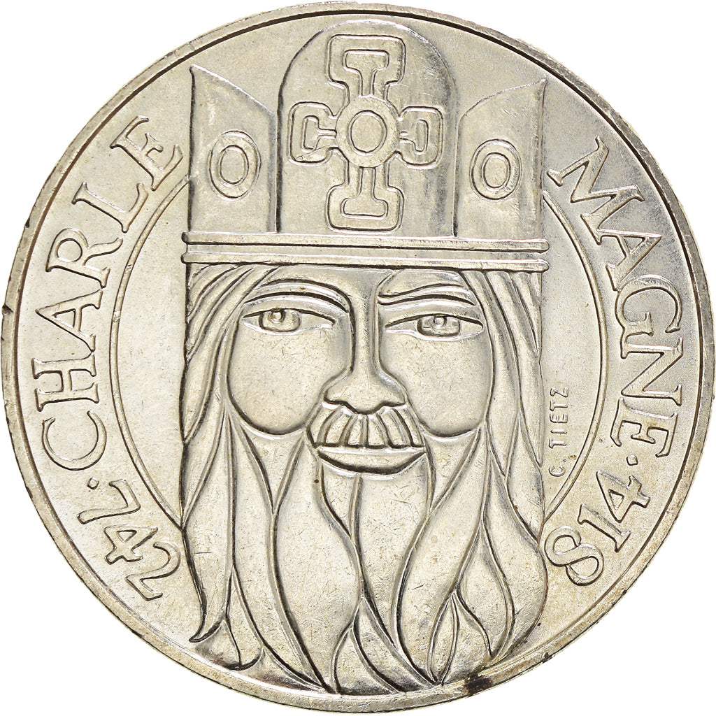 Coin, France, Charlemagne, 100 Francs, 1990, Paris, MS(60-62), Silver, KM:982
