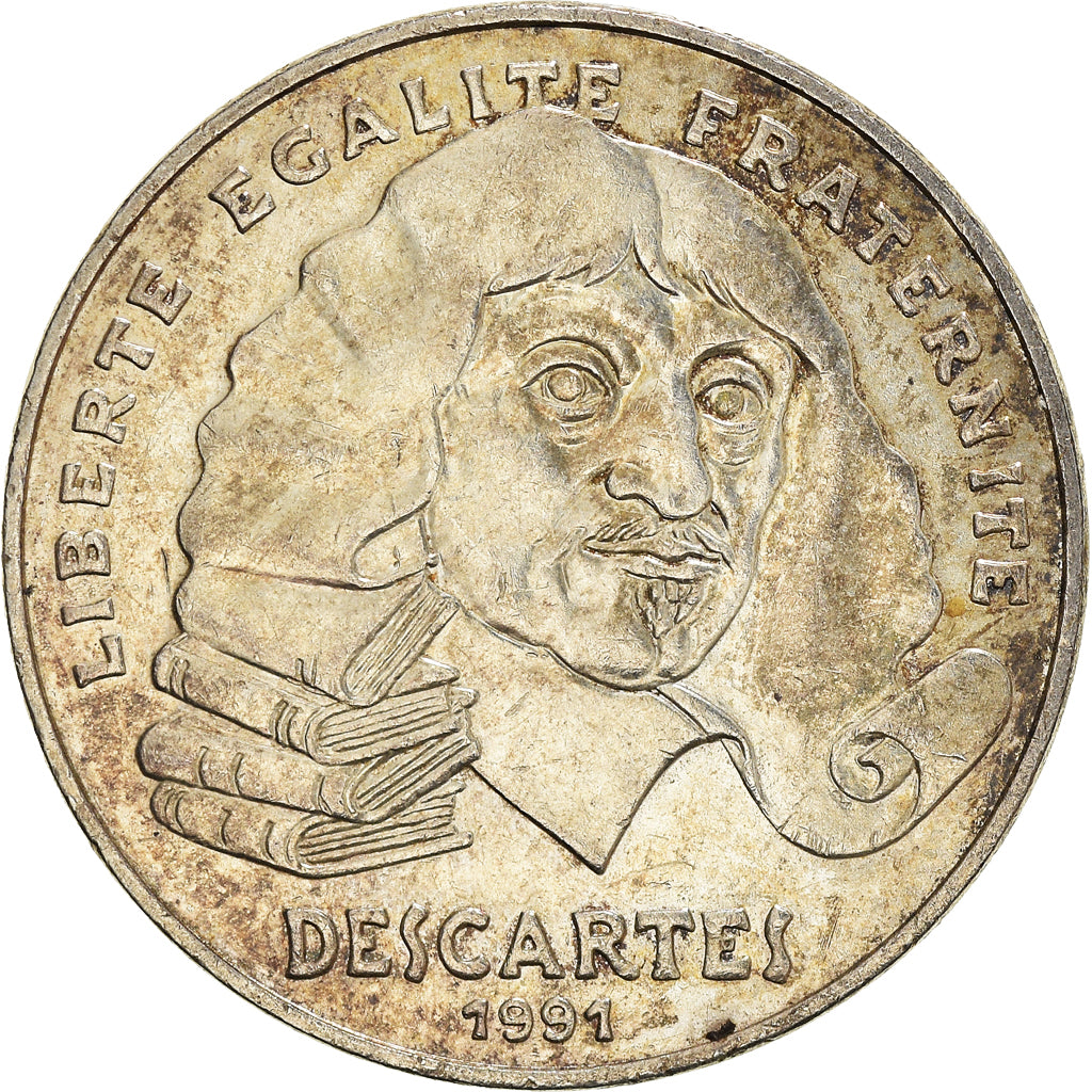 Münze, Frankreich, Descartes, 100 Francs, 1991, SS, Silber, KM:996, Gadoury:906