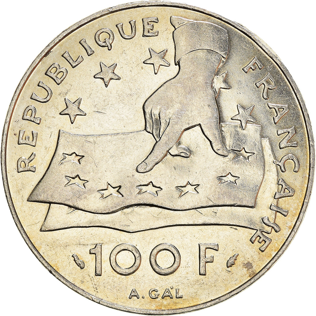 Coin, France, Descartes, 100 Francs, 1991, AU(50-53), Silver, KM:996