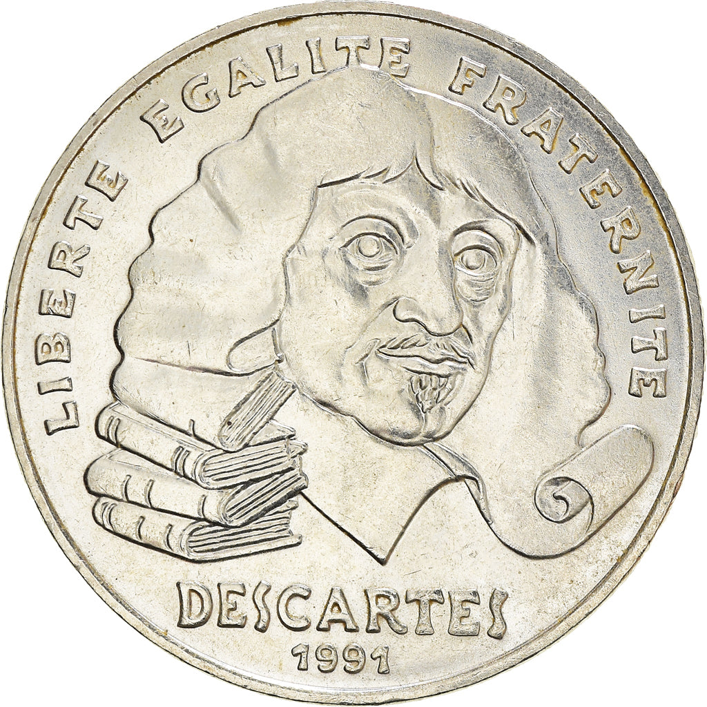 Coin, France, Descartes, 100 Francs, 1991, AU(50-53), Silver, KM:996