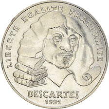 Coin, France, Descartes, 100 Francs, 1991, MS(60-62), Silver, KM:996